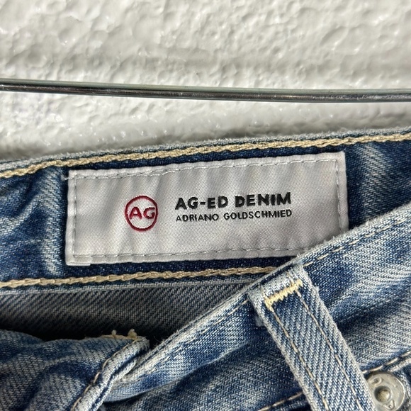 Ag Adriano Goldschmied Blue The Isabelle Side Zip High Rise Straight Crop Jeans - Picture 4 of 9